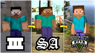 Evolution of Steve(from Minecraft) in GTA Games | Steve Visits Every GTA Game