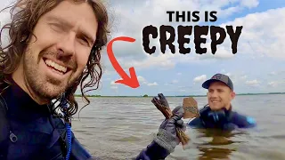 We Found Some CREEPY Stuff Underwater Metal Detecting!
