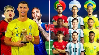 Ronaldo Neymar Garnacho 🆚 Portugal Brazil Argentina (Messi, Neymar, Leao, Felix, Di Maria, Antony)💪⚽