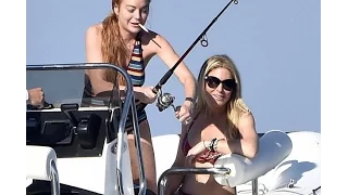 Беременная Линдси Лохан с пивом и сигаретой на яхте
