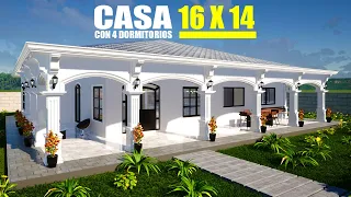 ✅ Diseño de casa 14 x 16 m | Diseño de casa para guatemala | Como construir una casa en Guatemala