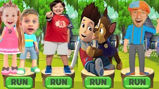 Tag with Ryan vs Blippi Adventure Run vs Love Diana Pet Dash vs Paw Patrol Ryder - Run Gameplay