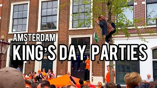 🇳🇱 4K Kings Day 2022: Part 2 Walking in Amsterdam. Street Parties. Walk Tour Netherlands