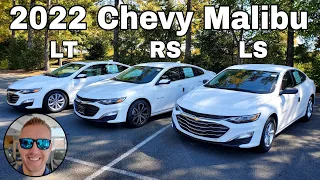 2022 Chevy Malibu LS, Malibu RS & Malibu LT Comparison