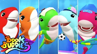 Five Little Baby Sharks | Baby Shark Song For Kids | Nursery Rhymes and Children Song | Boom Buddies