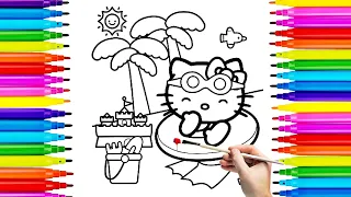 Hello kitty coloring 🖍😻🌈,hello kitty drawing ,painting and coloring for kids and toddlers 🎨🖍🌈#35