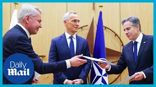 Moment Finland is officially declared the 31st member of NATO