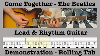 Come Together - The Beatles - Lead & Rhythm Guitar Lesson - Demonstration - Rolling Tab