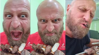 Random Russian Guy Serzhmorzh making weird noises and savagely chewing on kebabs Welcome to Russia