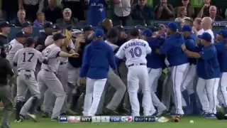 Blue Jays vs Yankees 09/26/16 Multiple Bench Clearing Brawls after HBP's (Complete)