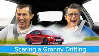 Hilarious - my 70 year old mom reacts to BMW M2 drifting... then tries to drift herself!