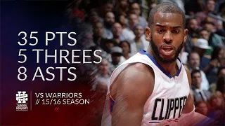 Chris Paul 35 pts 5 threes 8 asts vs Warriors 15/16 season