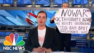 'No War' Protester Interrupts Russia’s Main Evening News Broadcast