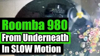 iRobot Roomba 980 - SLOW motion - From Underneath - Big Mess Test