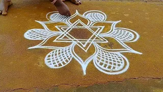 Friday spl big rangoli kolam|lotus flower kolam|beautiful muggulu|@thenmozhirangolis8602