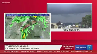 Tornado warning for Northern California counties | Live from downtown San Andreas