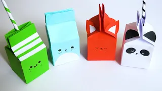 Origami paper milk box || DIY Cute animals || Paper Crafts Ideas 2020