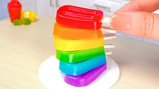 Rainbow Ice Cream 🌈🍭 Coolest Miniature Rainbow Ice Cream Making From Fruit Jam 🍓🥝🍉🍐🍍 Tiny Cakes