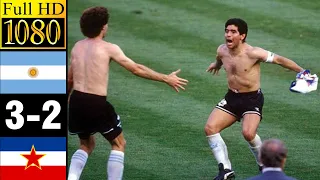 Argentina 0-0 (3x2) Yugoslavia Quarter Finals World Cup 1990 | Full highlight | 1080p HD - Maradona