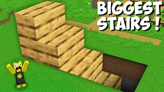 Where will THESE BIGGEST STAIRS TAKE ME in Minecraft ? SECRET HUGE PASSAGE !