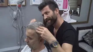 TURKISH ASMR MASSAGE BARBER = HEAD AND EAR MASSAGE = face , back , arm , sleep massage = uyku masajı