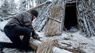 68 days Build Arctic sea shelter, clay furnace, chimney l Life in the forest