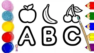 How to Draw Fruits and Basic Alphabet For Children| Easy fruits drawing @Gul-e-ZahraArt