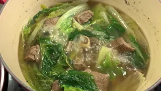 Lamb Neck Soup/Hot Pot Cooked with Enameled Cast Iron Pot (Eng Sub)