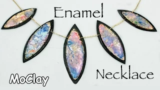 Polymer clay necklace - Embossing Powder Enamel