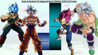 Goku & Bardock VS Vegeta & Broly POWER LEVELS Over The Years All Forms - DBZ / DBS / SDBH