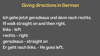 Giving direction in German | Phrases and expressions