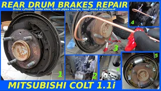 Mitsubishi Colt 1.1i - Rear Drum Brakes Overhaul (HD)