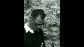 Marilyn Monroe and Arthur miller press conference before wedding and trip to England 1956