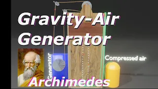 Gravity-Air Generator for electric power - using buoyancy to pull a rope and turn a generator