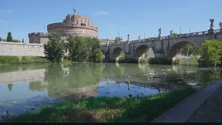 Italy's drought exposes ancient imperial bridge over Tiber