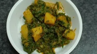 Oily Spinach potatoes - Aloo Palak - By Vahchef @ vahrehvah.com