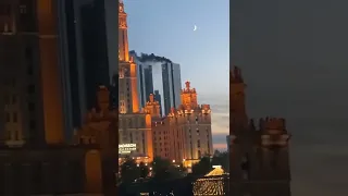 Shots of the fire on one of the Moscow city towers from a different angle
