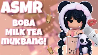 asmr roblox ♡ boba tower! drinking boba milk tea🧋(chewy tapioca pearl sounds)