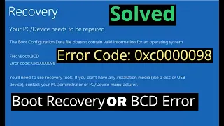 Fix Boot Error Code 0xC0000098