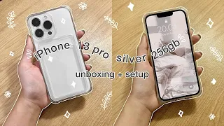 iPhone 13 Pro Silver 256gb Chill Unboxing // Aesthetic Home Screen Setup // Case Try-On