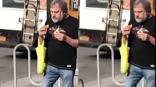 AI GIGAPIXEL TEST UPSCALE zizek hotdog to 4k (L: 4K AI UPSCALE / R: Original resized from 480px))