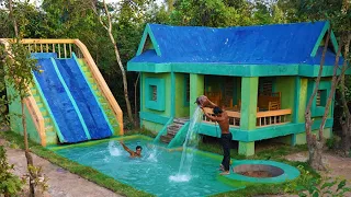 Building Water Well, Modern Simple House Design, Twins Water Slide And Underground Swimming Pool