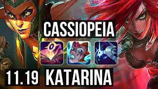 CASSIOPEIA vs KATARINA (MID) | 12/0/4, Legendary, 600+ games | BR Diamond | v11.19