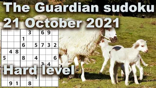 Sudoku solution – The Guardian sudoku 21  October 2021 Hard level