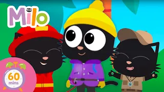 ¡Las Aventuras de Milo con Sombrero, Gorra y Casco! 🎩🚒👷🏻‍♀️| Milo, el gato #dibujos #niños