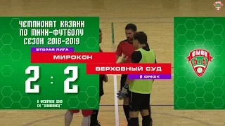 ФМФК 2018/19. Вторая лига. МИРОКОН — ВЕРХОВНЫЙ СУД - 2-2