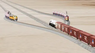 Impossible Weird Rail Tracks vs Trains crossing-Beamng Drive