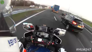 SPECTACULAR FOOTAGE FROM A MOTORCOP!   ESCORTING AMBULANCE