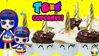 TGIF SHOW Unicorn Cupcake Baking Birthday With Cupcake Jr + LOL Dolls