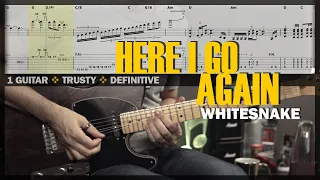 Here I Go Again | Guitar Cover Tab | Guitar Solo Lesson | Backing Track with Vocals 🎸 WHITESNAKE